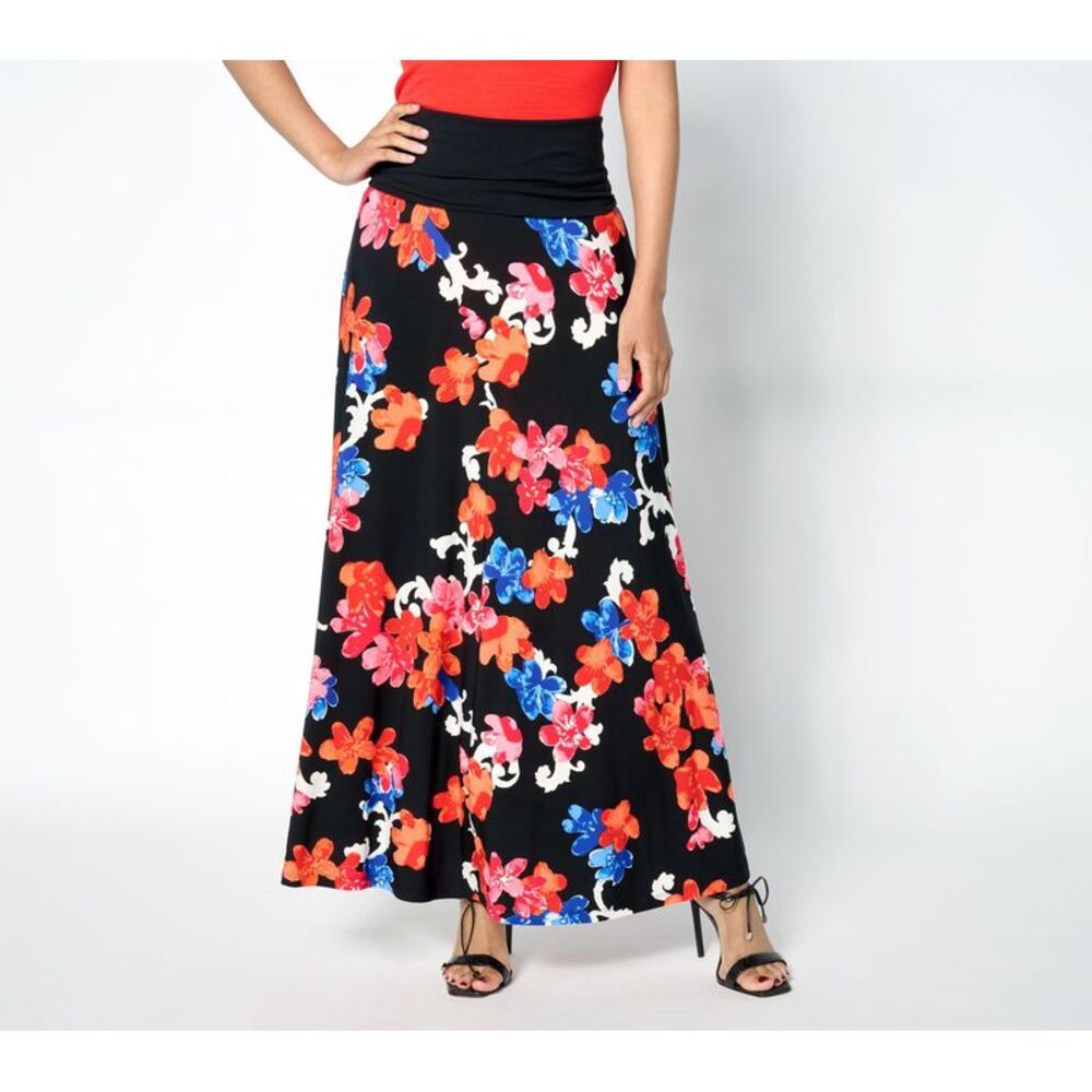 Women Control Women's Skirt Sz XL Printed Como Jersey w Multi-colored